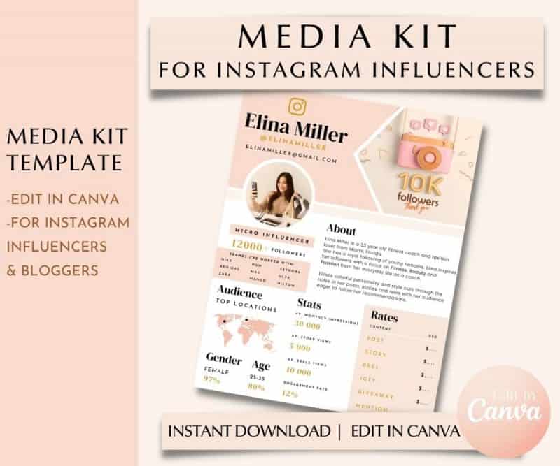instagram influencer media kit